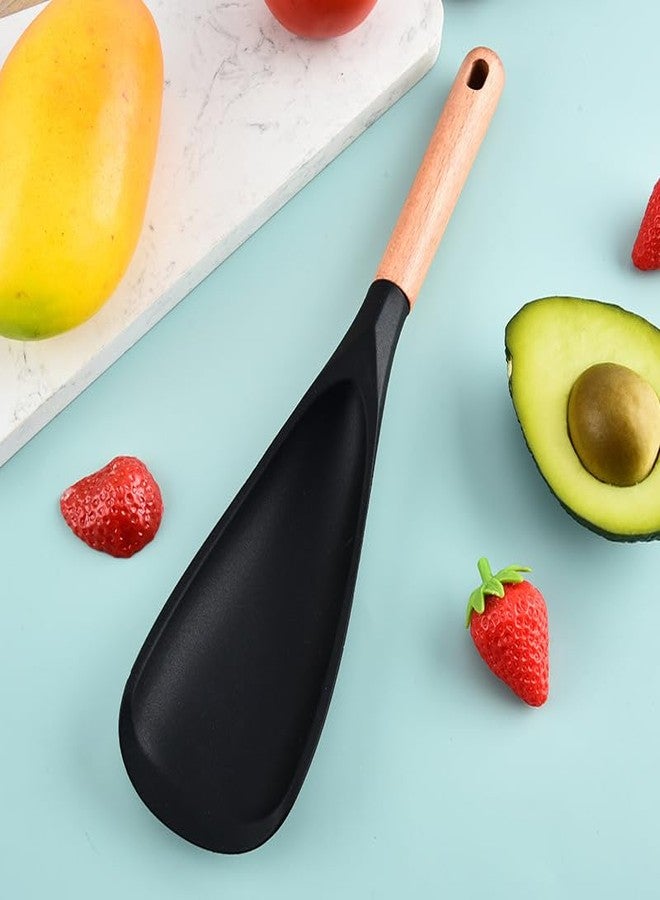 GZLT 2 Pcs Wooden Handle Silicone Cooking Spoon Set for Nonstick Cookware Cooking, Baking, Stirring ，BPA-Free Heat-Resistant Spatula for Mixing, Flipping, Scraping - Image 5